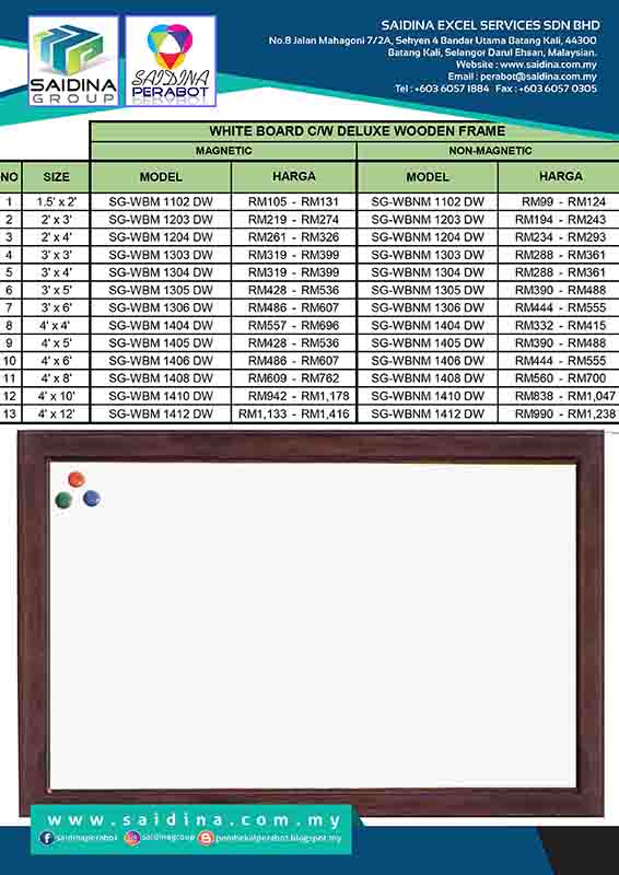 White Board cw Wooden Frame
